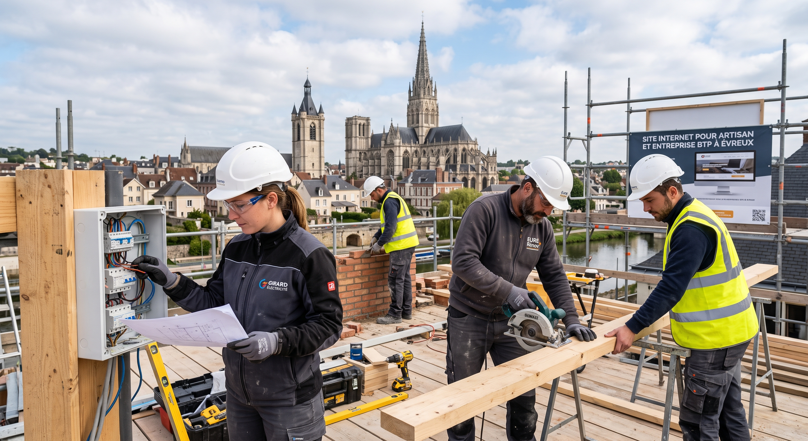 Artisan BTP travaillant sur un chantier en Normandie
